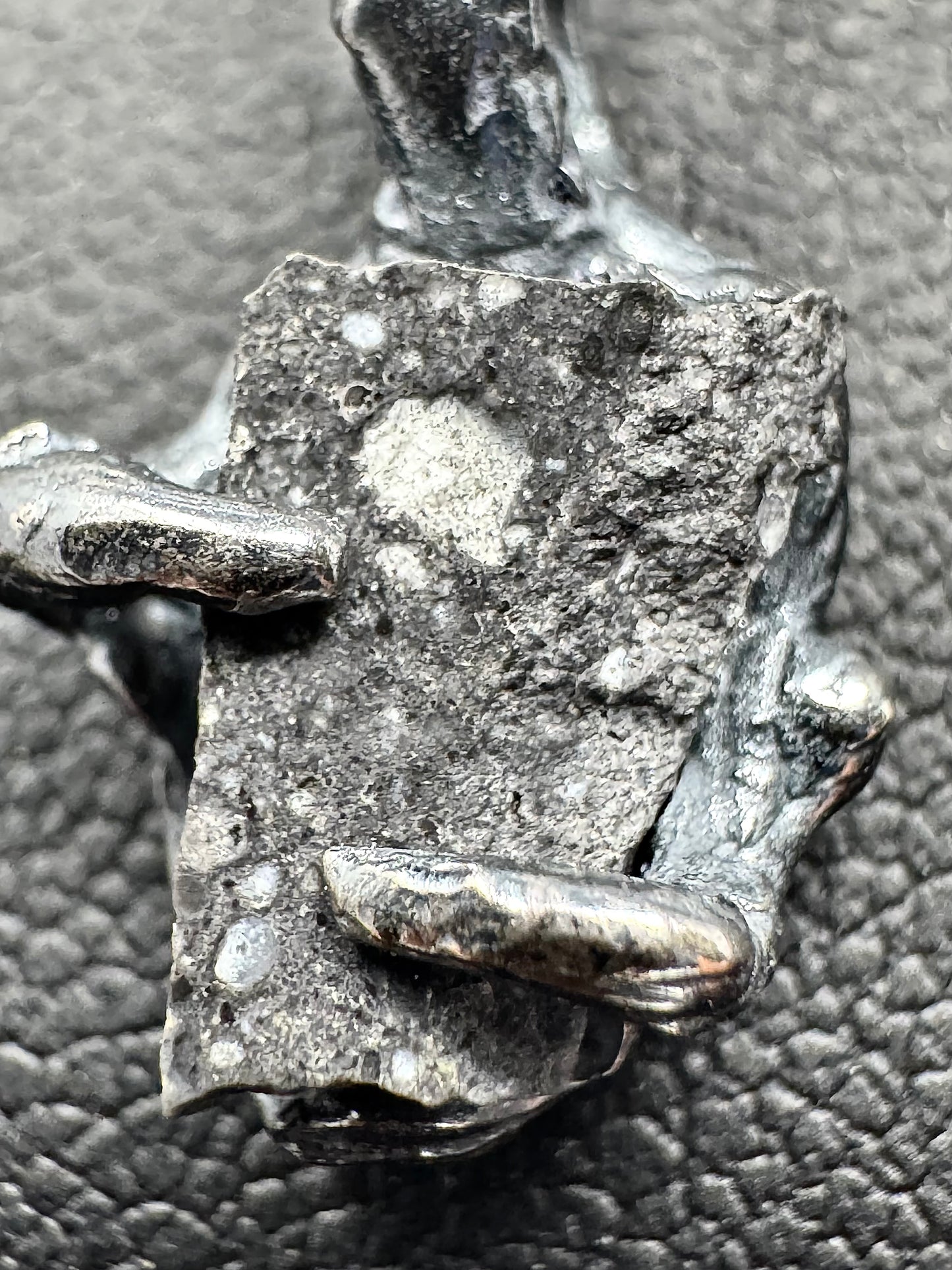 Surface of the Moon Collection: Genuine NWA 17679 Lunar Meteorite in .925 Silver Necklace - Handmade/One of a Kind w/ Lunar Moon Dust Infused Silver - Comes with COA