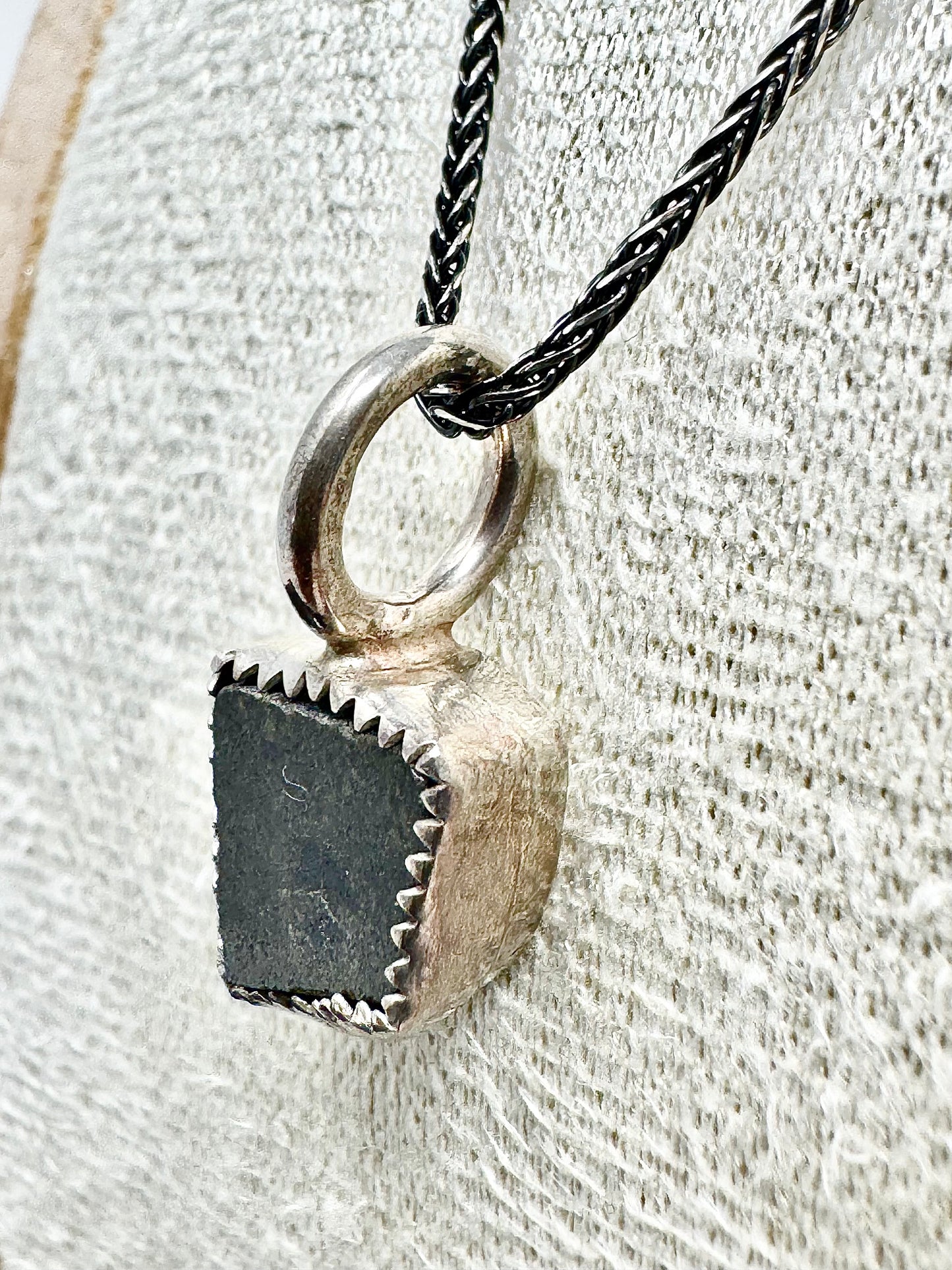 Surface of the Moon Collection: NWA 18281 Martian Meteorite (Aqueously Altered!) - Silver .925 Necklace + Chain - Handmade - One of a Kind - Genuine Lunar Moon Dust Mixed In Silver w/ COA