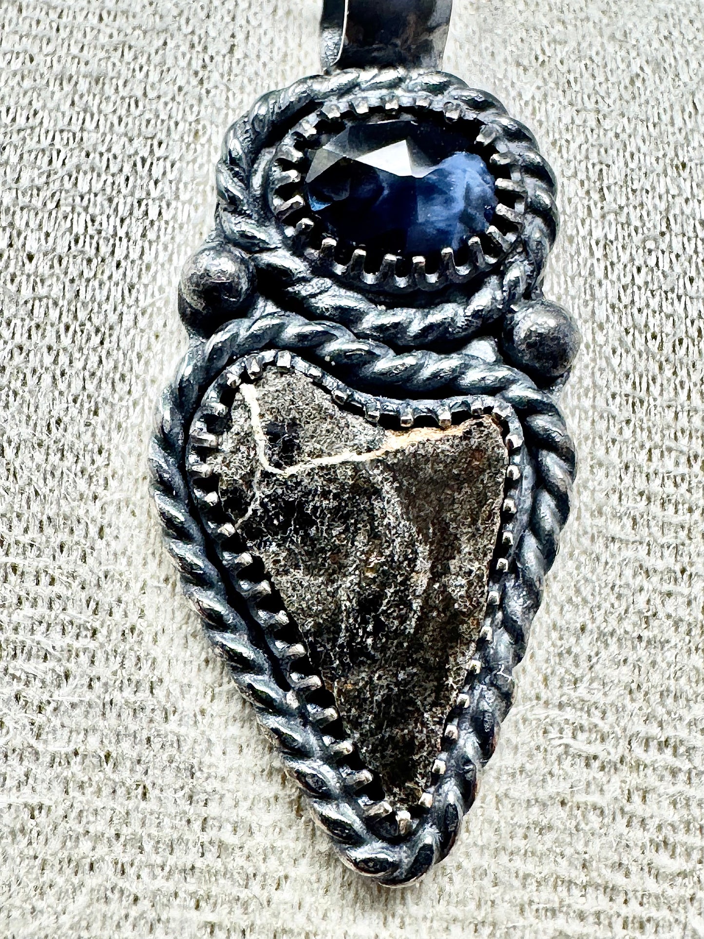 Surface of the Moon Collection: NWA 18281 Martian Meteorite (Aqueously Altered!) and Pietersite - Silver .925 Necklace + Chain - Handmade - One of a Kind - Genuine Lunar Moon Dust Mixed In Silver w/ COA