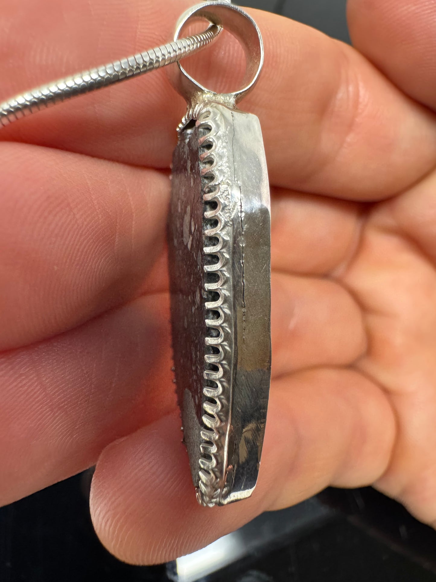 Surface of the Moon Collection: Genuine NWA 17679 Lunar Meteorite .925 Silver Necklace - Handmade/One of a Kind w/ Lunar Dust Infused Silver - Comes with COA