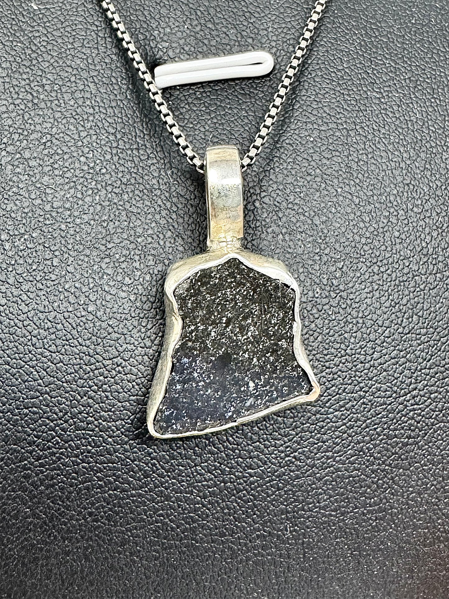 Surface of the Moon Collection: TASSÉDET 004 Meteorite (Asteroid) - Silver .925 Necklace + Chain - Handmade - One of a Kind - Genuine Lunar Moon Dust Mixed In Silver w/ COA