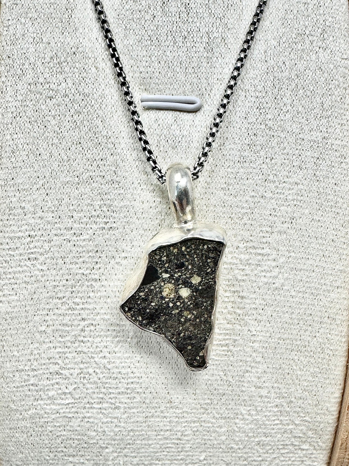 Surface of the Moon Collection: Diogenite Meteorite (Asteroid Vesta) - Silver .925 Necklace and Chain - Handmade - One of a Kind - Genuine Lunar/Moon Dust Mixed In Silver w/ COA