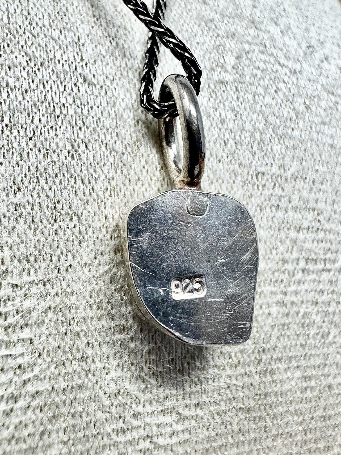 Surface of the Moon Collection: NWA 18281 Martian Meteorite (Aqueously Altered!) - Silver .925 Necklace + Chain - Handmade - One of a Kind - Genuine Lunar Moon Dust Mixed In Silver w/ COA