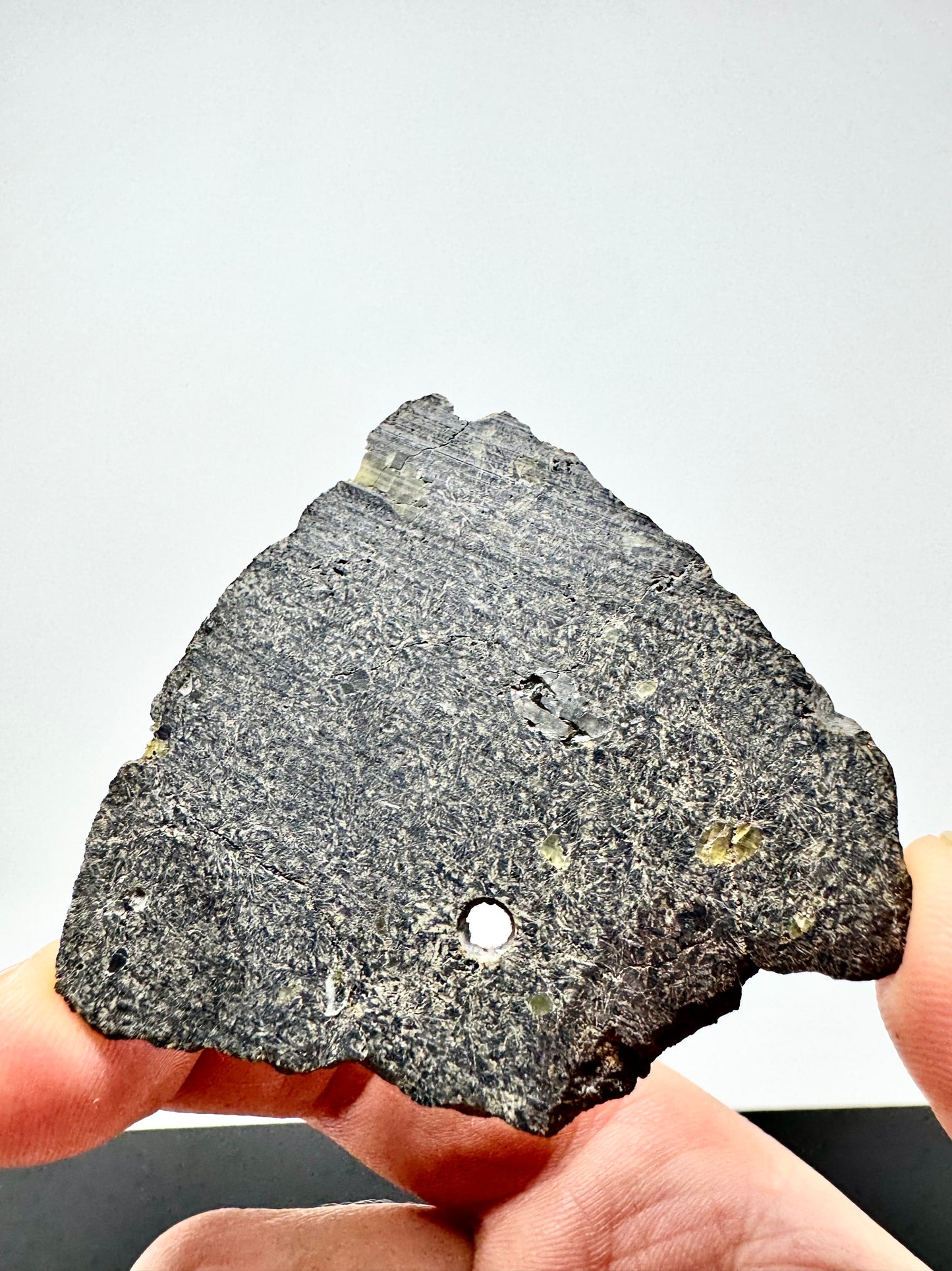 NEA 120 Full Slice - A Rare, Vesicular Angrite Meteorite w/ Needle-Like Matrix And Translucent Crystals! 13.0g
