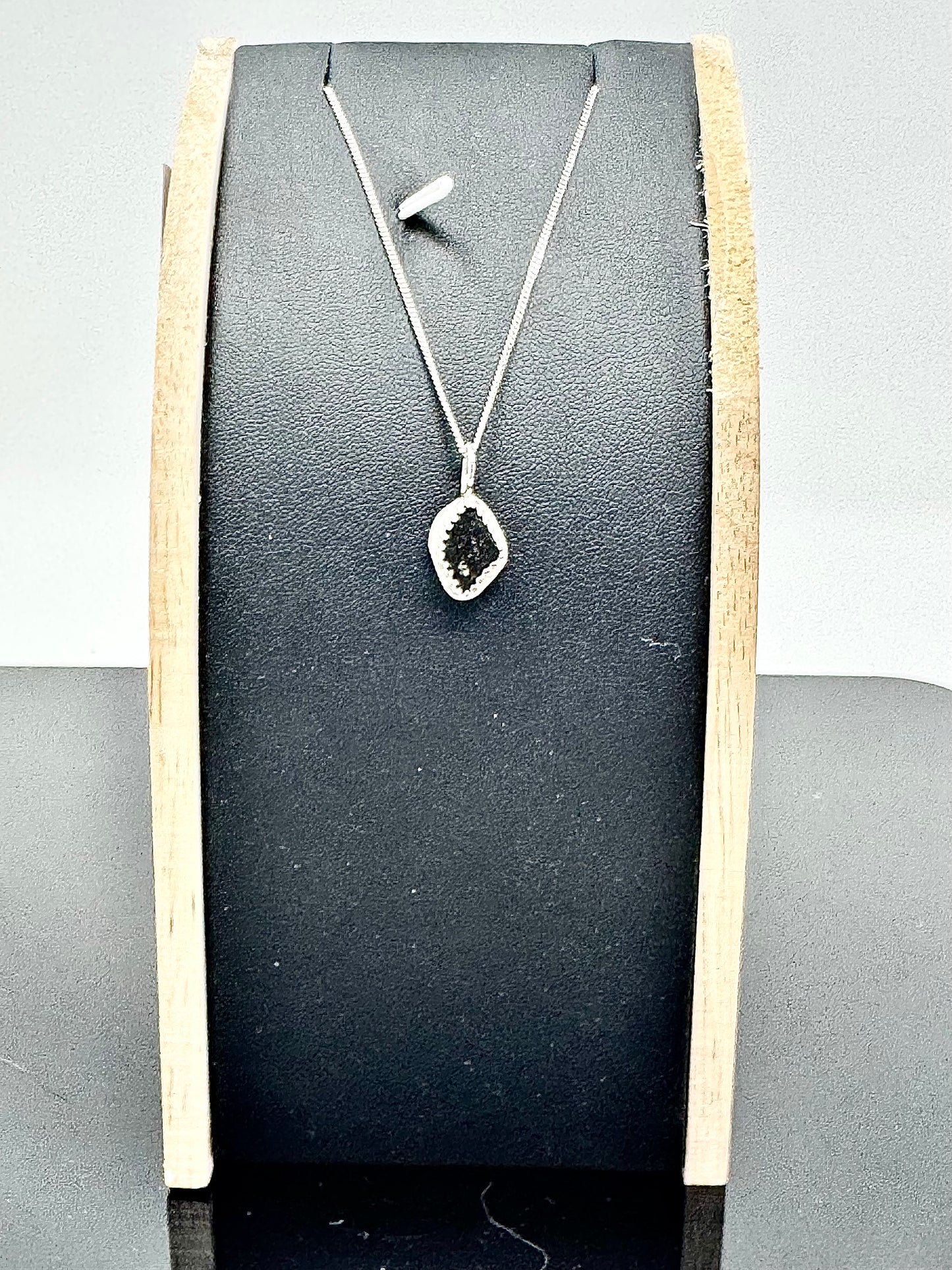 Surface of the Moon Collection: TASSÉDET 004 Meteorite (Asteroid) - Silver .925 Necklace + Chain - Handmade - One of a Kind - Genuine Lunar Moon Dust Mixed In Silver w/ COA