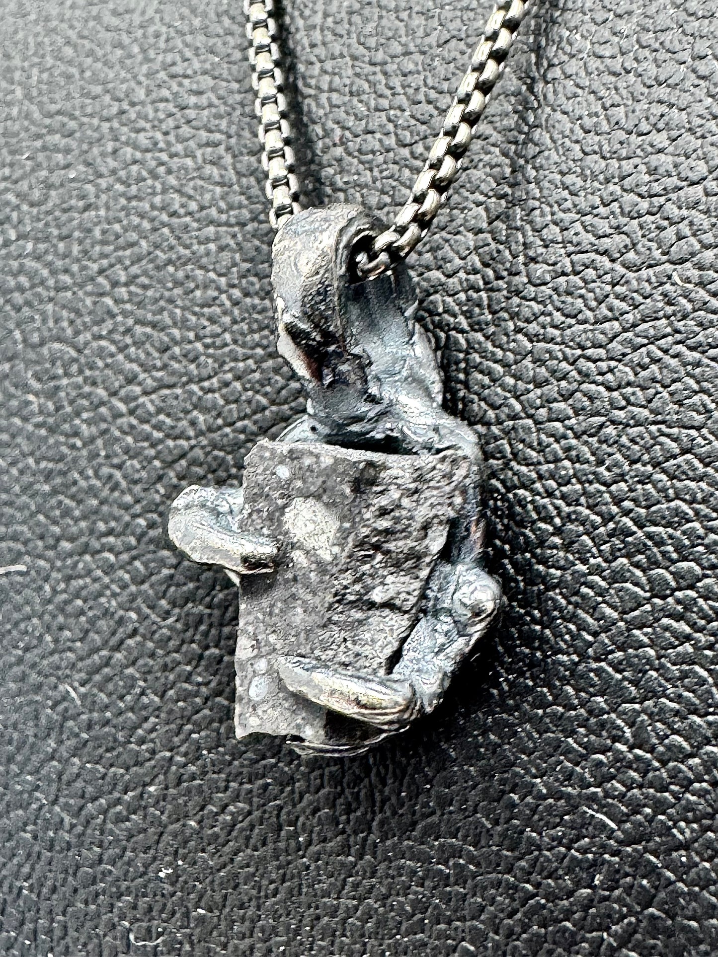 Surface of the Moon Collection: Genuine NWA 17679 Lunar Meteorite in .925 Silver Necklace - Handmade/One of a Kind w/ Lunar Moon Dust Infused Silver - Comes with COA
