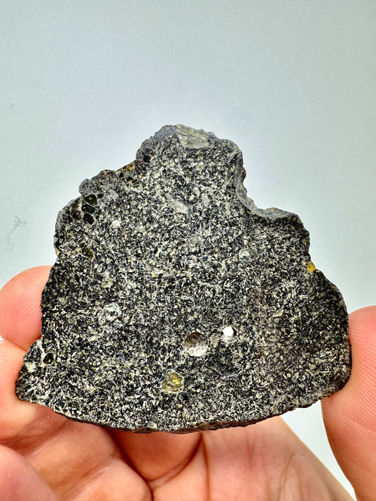 NEA 120 Full Slice - A Rare, Vesicular Angrite Meteorite w/ Needle-Like Matrix And Translucent Crystals! 15.6g