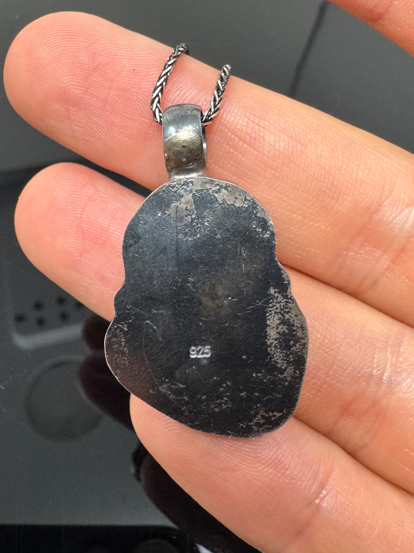 Surface of the Moon Collection: Genuine NWA 17679 Lunar Meteorite + Turquoise  .925 Silver Necklace - Handmade/One of a Kind w/ Lunar Dust Infused Silver - Comes with COA