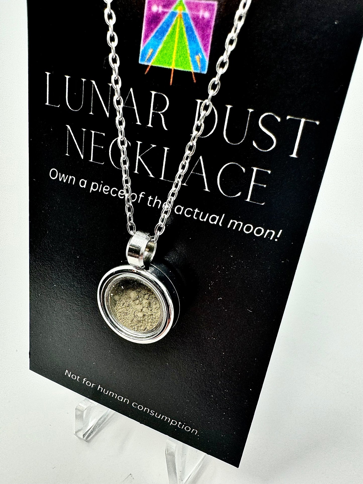 Certified Genuine Lunar Meteorite Dust Necklace - Stainless Steel