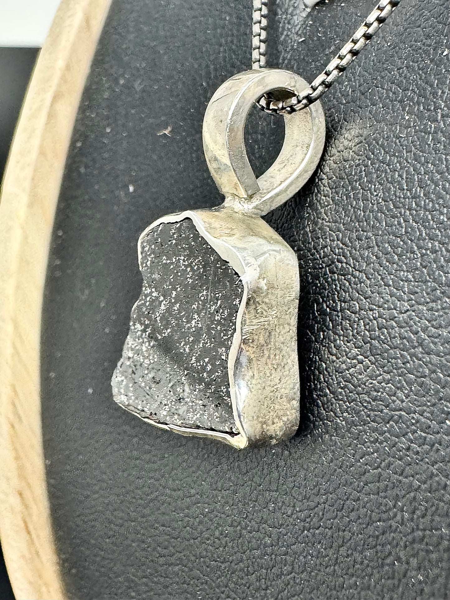 Surface of the Moon Collection: TASSÉDET 004 Meteorite (Asteroid) - Silver .925 Necklace + Chain - Handmade - One of a Kind - Genuine Lunar Moon Dust Mixed In Silver w/ COA
