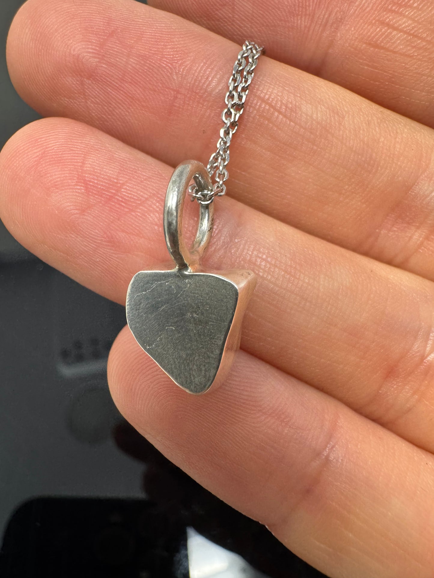 Surface of the Moon Collection: TASSÉDET 004 Meteorite (Asteroid) - Silver .925 Necklace + Chain - Handmade - One of a Kind - Genuine Lunar Dust Mixed In Silver w/ COA