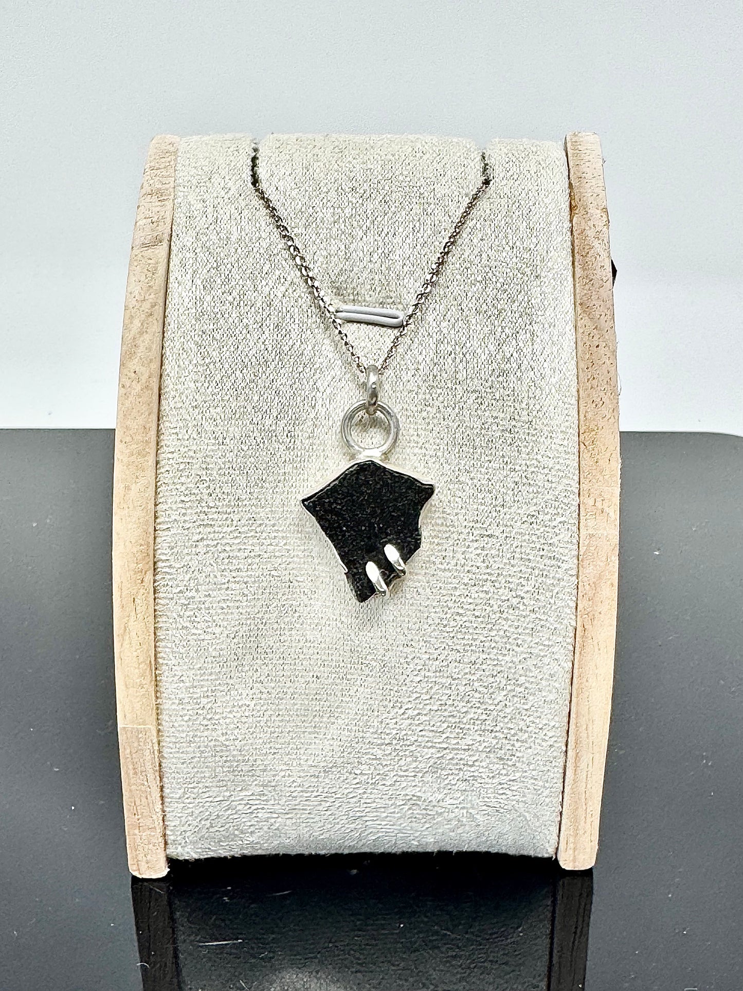 Surface of the Moon Collection: TASSÉDET 004 Meteorite (Asteroid) - Silver .925 Necklace + Chain - Handmade - One of a Kind - Genuine Lunar Moon Dust Mixed In Silver w/ COA