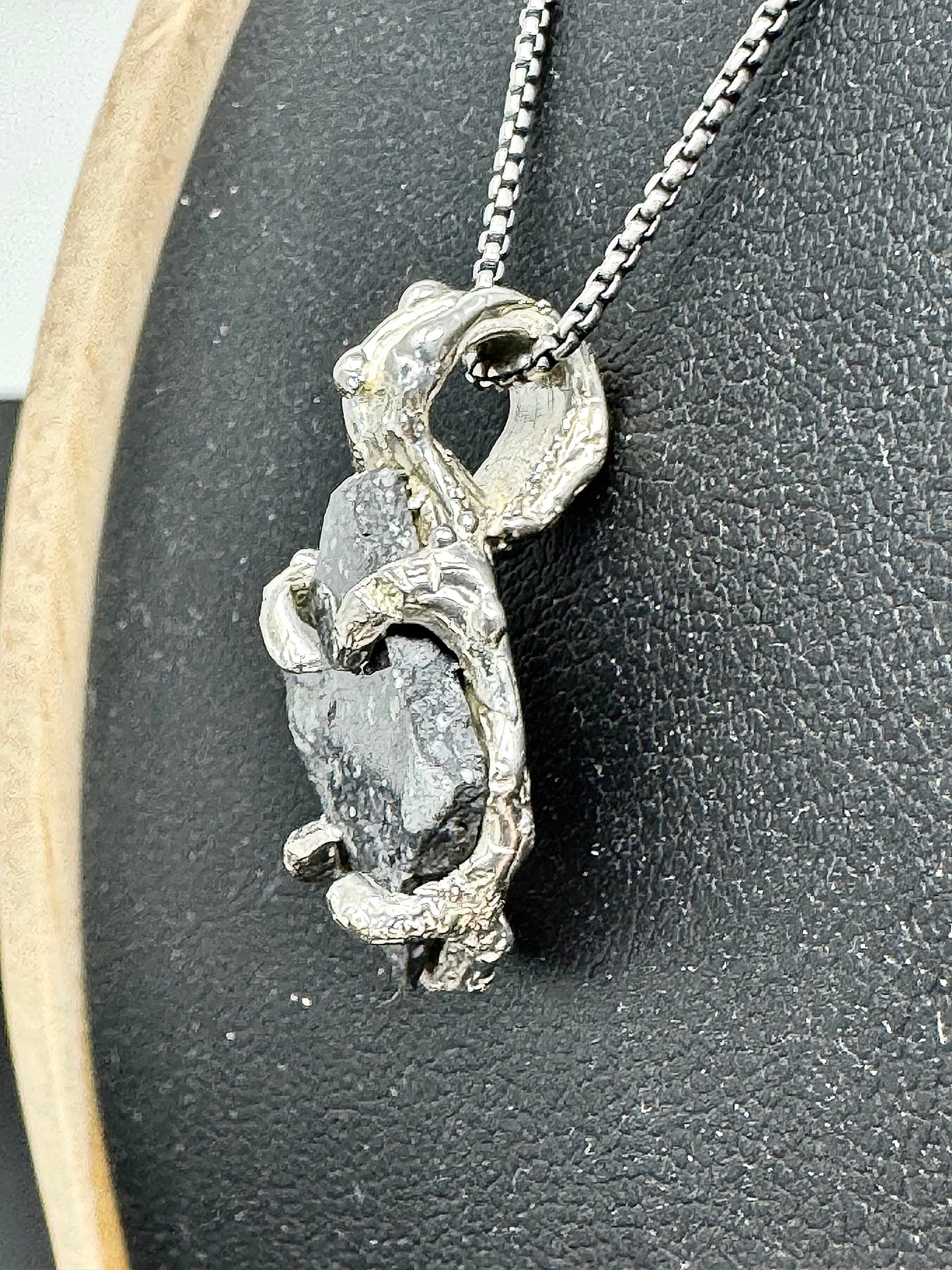 Surface of the Moon Collection: Genuine NWA 17679 Lunar Meteorite in .925 Silver Necklace - Handmade/One of a Kind w/ Lunar Moon Dust Infused Silver - Comes with COA