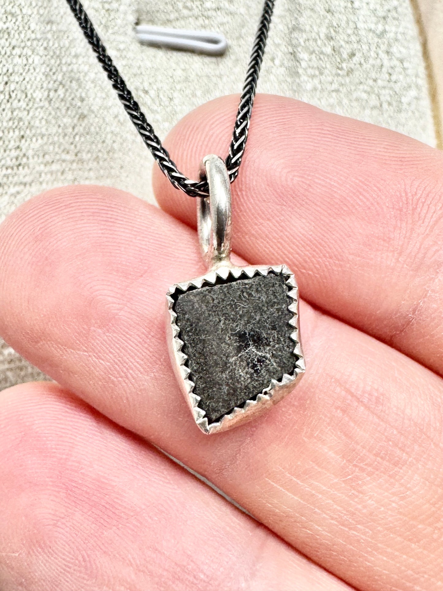 Surface of the Moon Collection: NWA 18281 Martian Meteorite (Aqueously Altered!) - Silver .925 Necklace + Chain - Handmade - One of a Kind - Genuine Lunar Moon Dust Mixed In Silver w/ COA