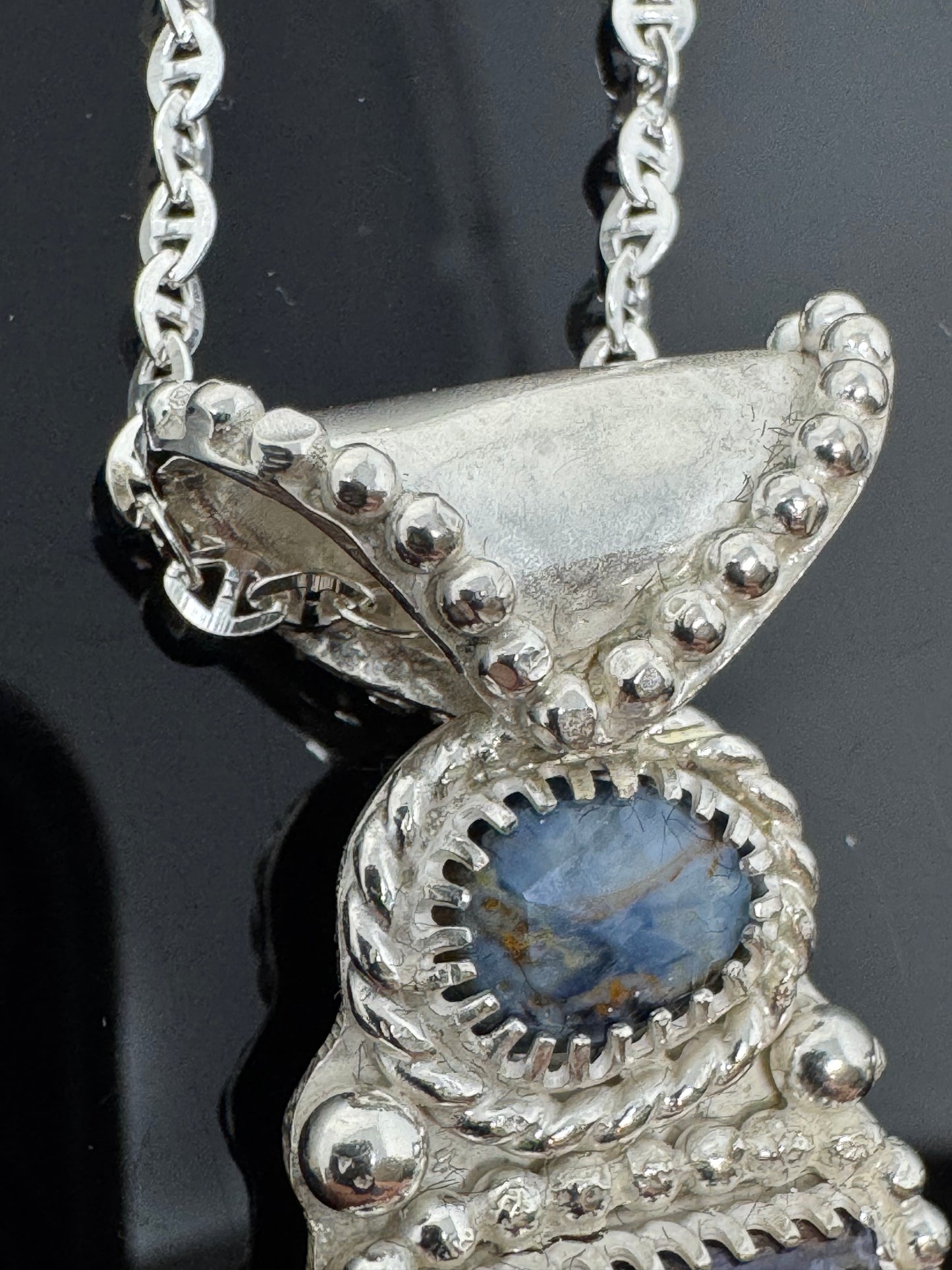 Surface of the Moon Collection: Genuine NWA 17679 Lunar Meteorite + Pietersite and Sugilite in .925 Silver Necklace - Handmade/One of a Kind w/ Lunar Dust Infused Silver - Comes with COA