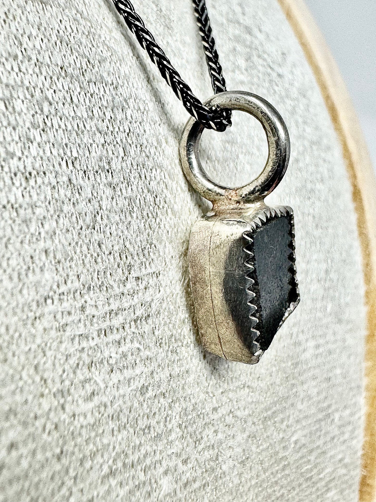 Surface of the Moon Collection: NWA 18281 Martian Meteorite (Aqueously Altered!) - Silver .925 Necklace + Chain - Handmade - One of a Kind - Genuine Lunar Moon Dust Mixed In Silver w/ COA
