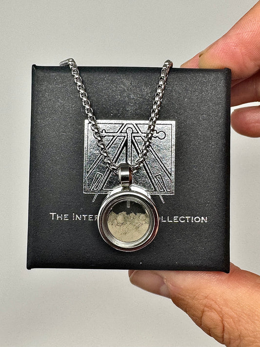 Certified Genuine Lunar Moon Meteorite Dust Necklace - Stainless Steel - Jewelry Box Included