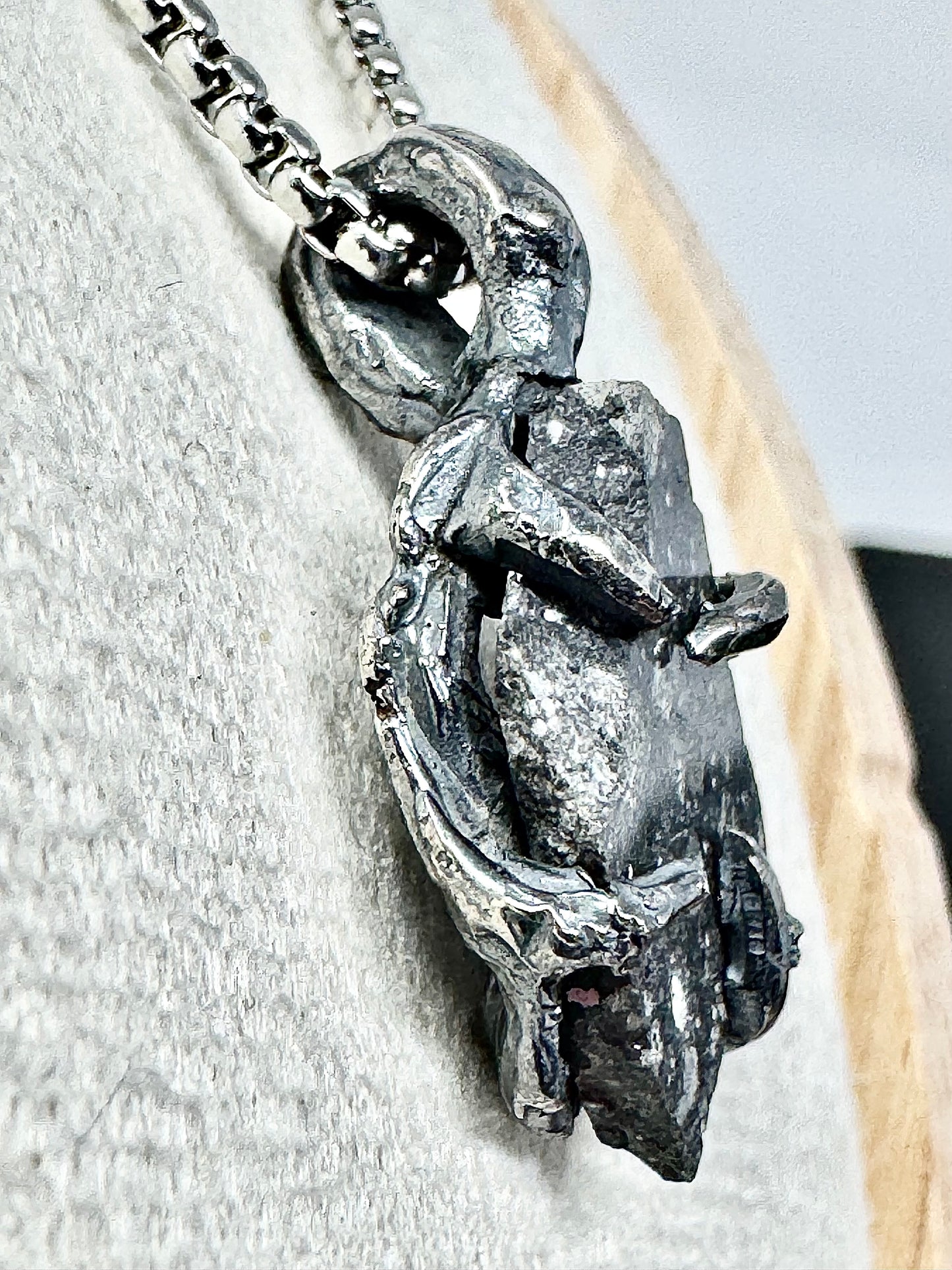 Surface of the Moon Collection: Genuine NWA 17679 Lunar Meteorite in .925 Silver Necklace - Handmade/One of a Kind w/ Lunar Moon Dust Infused Silver - Comes with COA