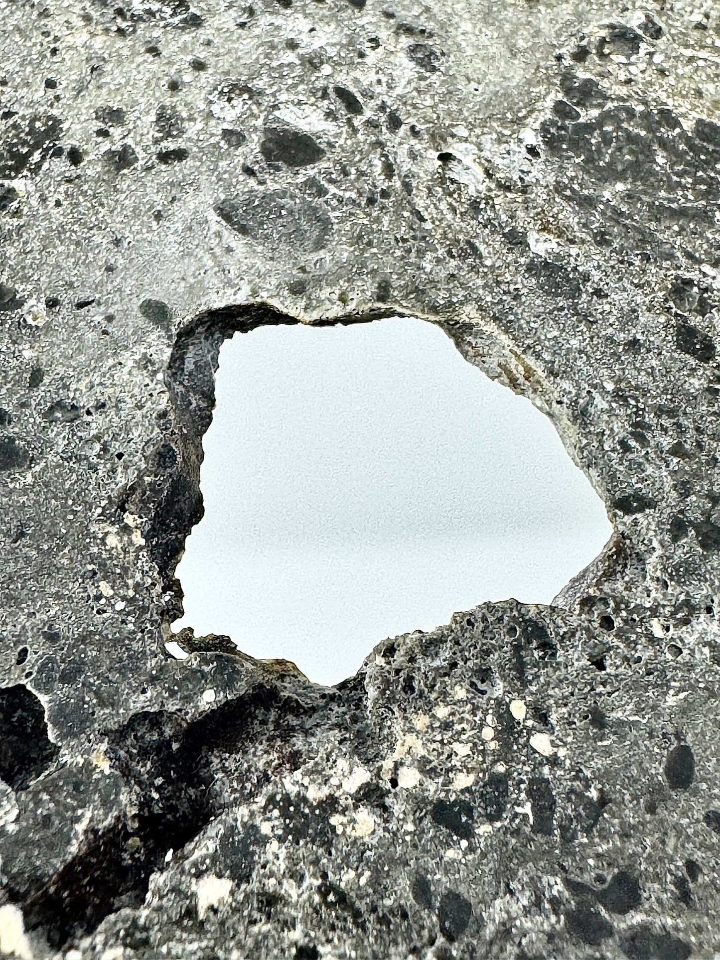 Unique and Rare NEA 089 Lunar Troctolitic Melt - 57.4g Full Slice with Hole Caused By Giant Pocket Of Vesicles!  Lunar Meteorite From Deep Within The Moon’s Crust