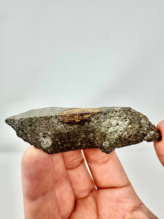 NWA 15953 Diogenite Meteorite - Partial End Cut - 28.4g - with jet black burnt crust!
