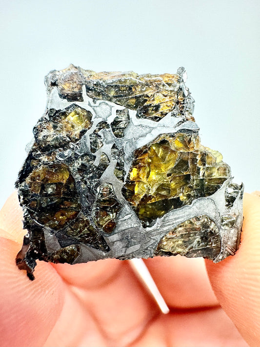 Brahin Pallasite Meteorite - 4.7g - From The Mantle/Core Of An Asteroid - Grade B Translucency