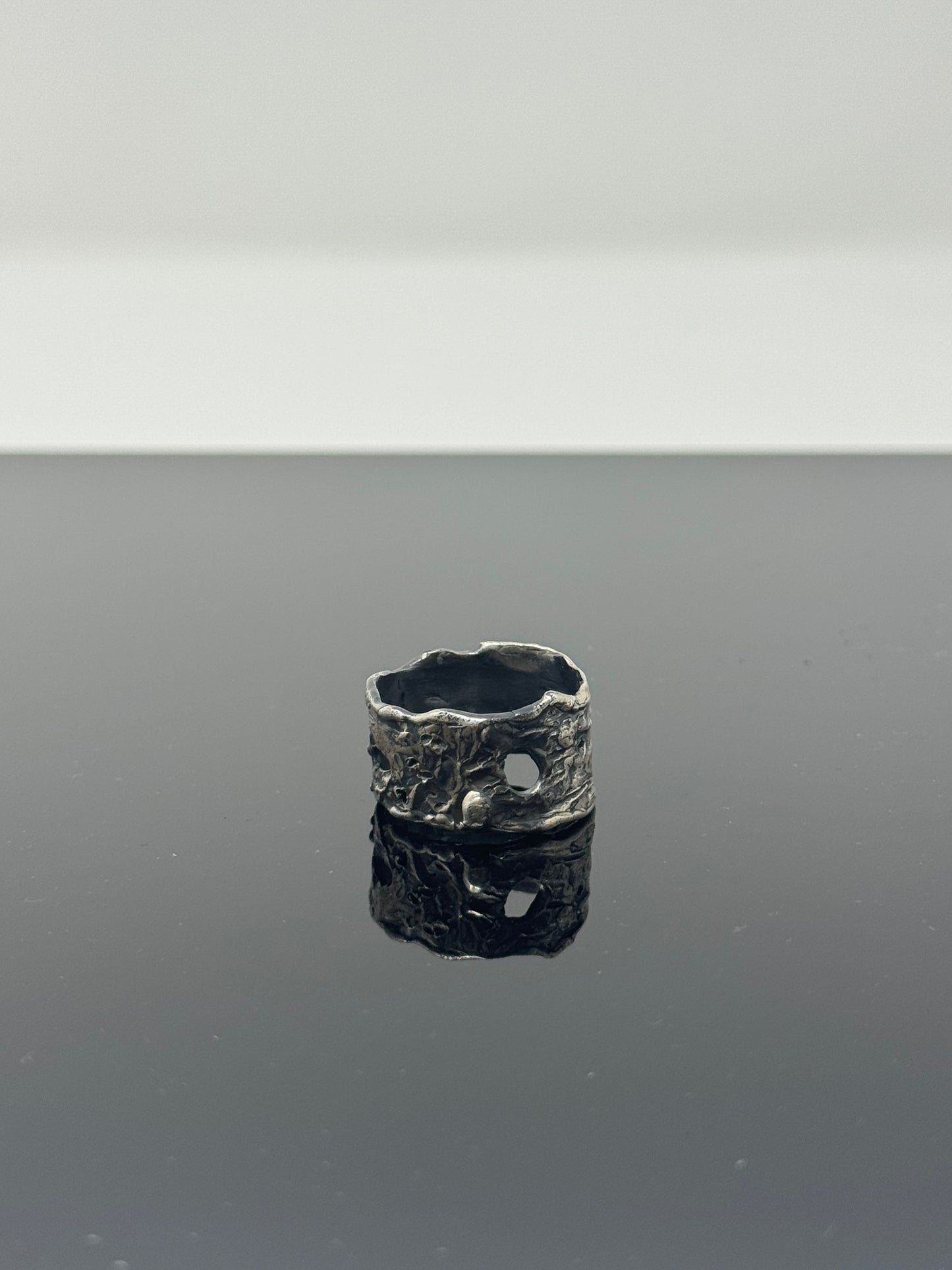 The Surface of the Moon Collection: Handmade Silver Ring w/ Authentic Lunar Dust Mixed In - One of a Kind! Unisex, Size 12