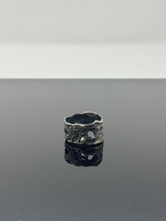 The Surface of the Moon Collection: Handmade Silver Ring w/ Authentic Lunar Dust Mixed In - One of a Kind! Unisex, Size 12
