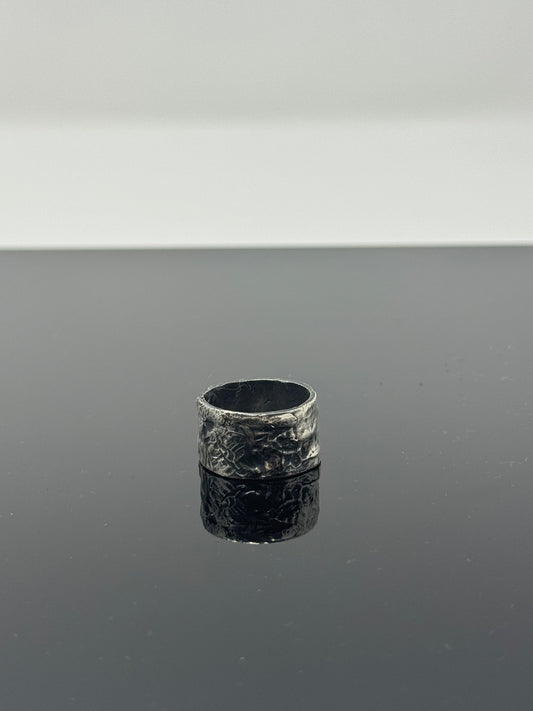 The Surface of the Moon Collection: Handmade Silver Ring w/ Authentic Lunar Dust Mixed In - One of a Kind! Unisex, Size 9.5