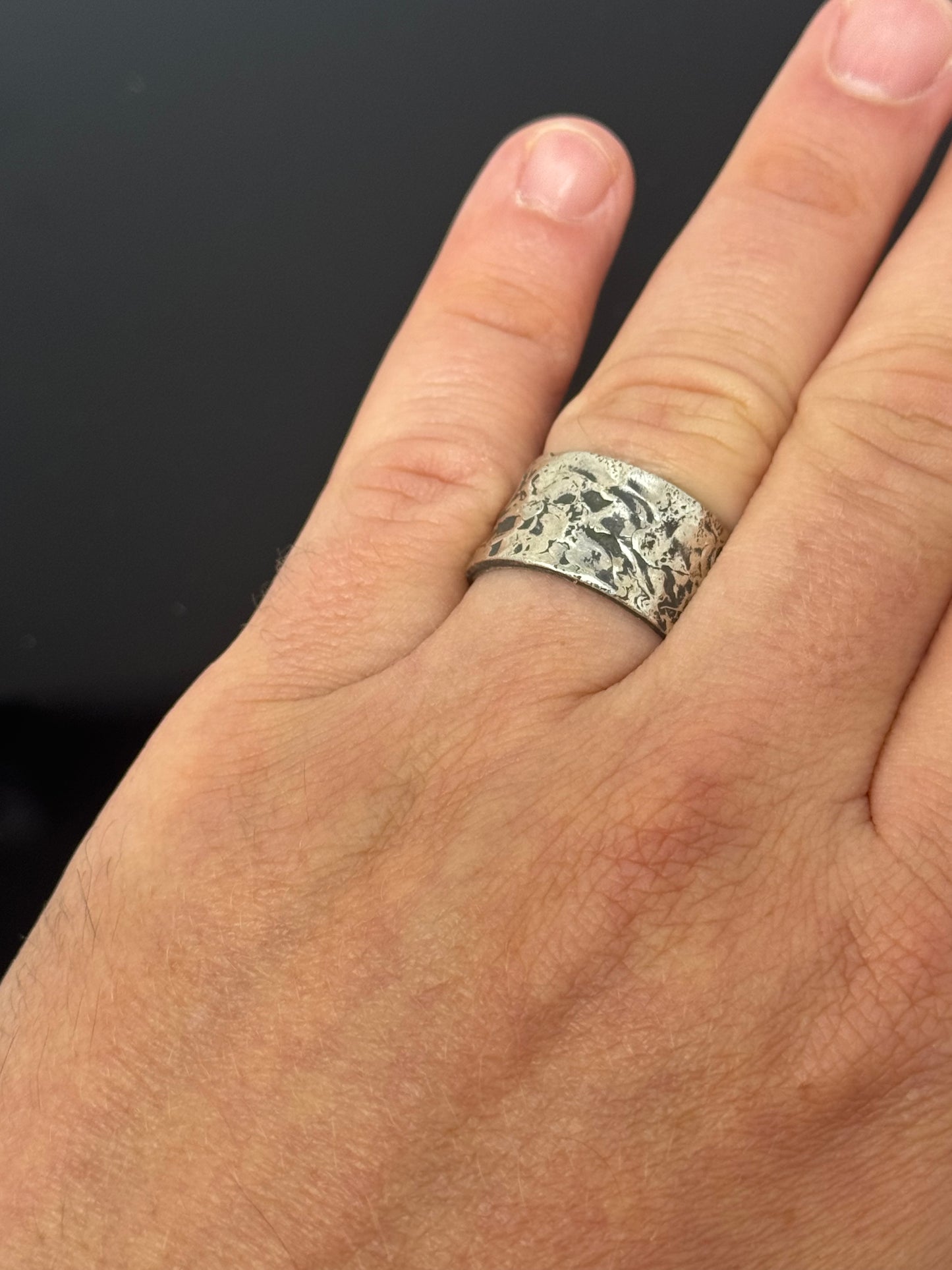 The Surface of the Moon Collection: Handmade Silver Ring w/ Authentic Lunar Dust Mixed In - One of a Kind! Unisex, Size 9.5