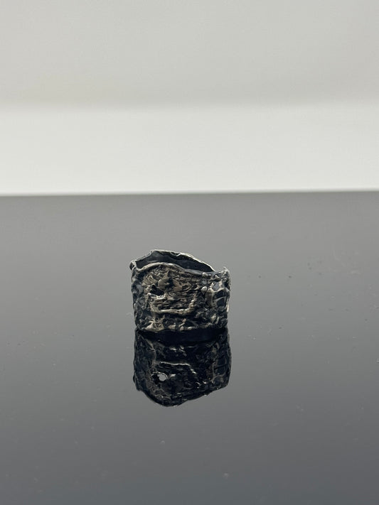 The Surface of the Moon Collection: Handmade Silver Ring w/ Authentic Lunar Dust Mixed In - One of a Kind! Unisex, Size 10.5