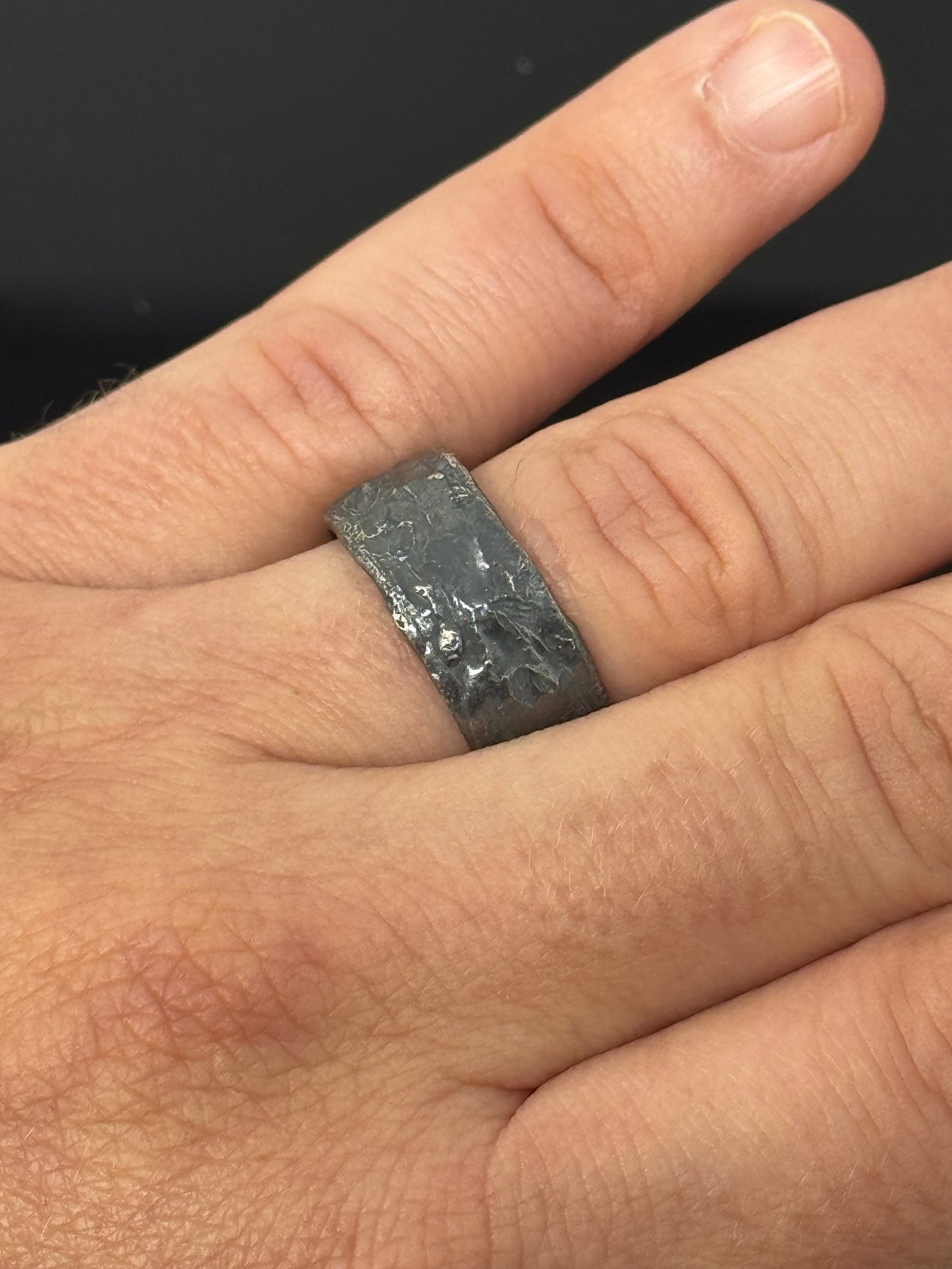 The Surface of the Moon Collection: Handmade Silver Ring w/ Authentic Lunar Dust Mixed In - One of a Kind! Unisex, Size 11