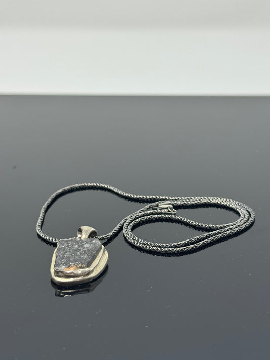 The Surface of the Moon Collection: Genuine NWA 17679 Lunar Meteorite Silver Necklace - Handmade - One of a Kind