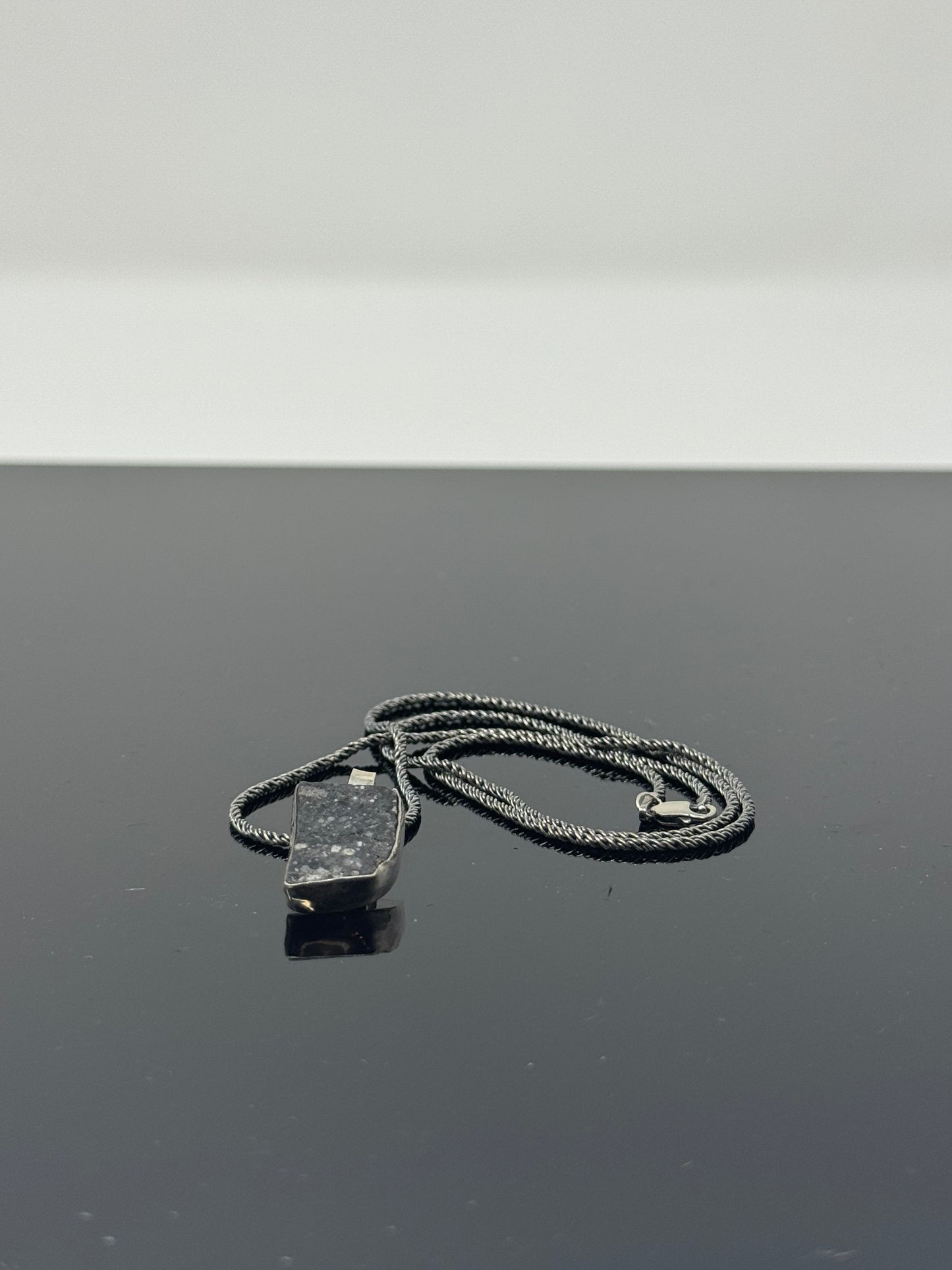 The Surface of the Moon Collection: 
Genuine NWA 17679 Lunar Meteorite Silver Necklace - Handmade - One of a Kind