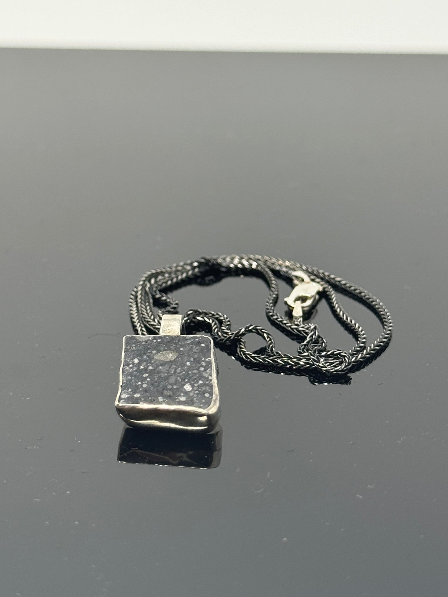 The Surface of the Moon Collection: 
Genuine NWA 17679 Lunar Meteorite Silver Necklace - Handmade - One of a Kind