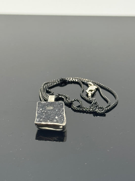 The Surface of the Moon Collection: 
Genuine NWA 17679 Lunar Meteorite Silver Necklace - Handmade - One of a Kind