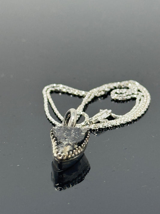 The Surface of the Moon Collection: 
Genuine NWA 17679 Lunar Meteorite Silver Necklace - Handmade - One of a Kind