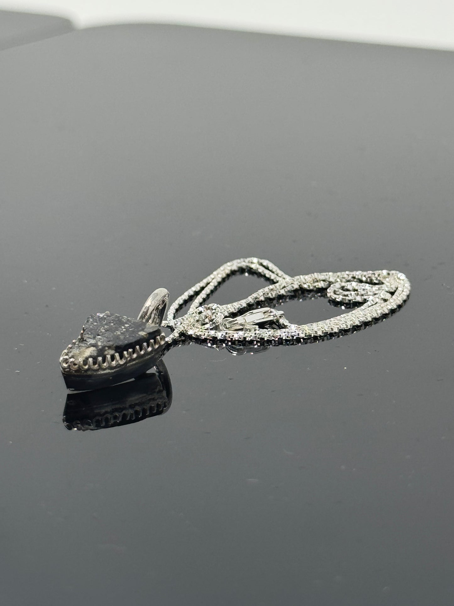 The Surface of the Moon Collection: 
Genuine NWA 17679 Lunar Meteorite Silver Necklace - Handmade - One of a Kind