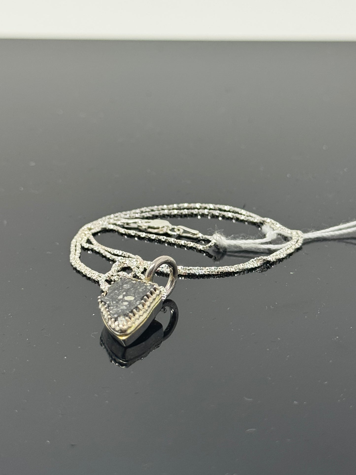 The Surface of the Moon Collection: 
Genuine NWA 17679 Lunar Meteorite Silver Necklace - Handmade - One of a Kind