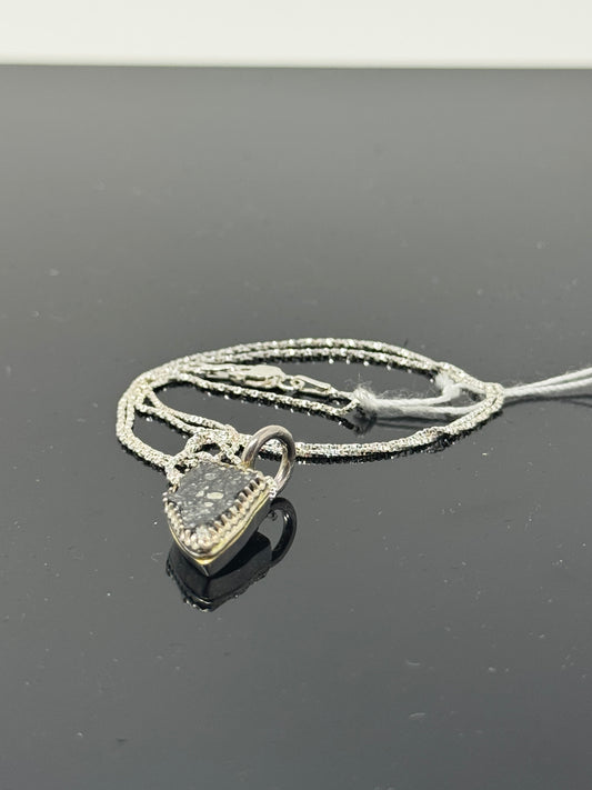 The Surface of the Moon Collection: 
Genuine NWA 17679 Lunar Meteorite Silver Necklace - Handmade - One of a Kind