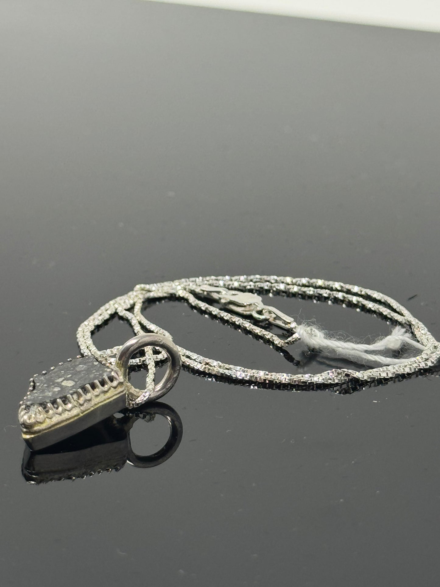 The Surface of the Moon Collection: 
Genuine NWA 17679 Lunar Meteorite Silver Necklace - Handmade - One of a Kind