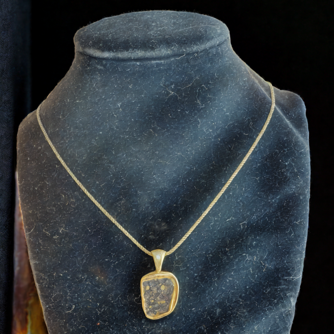 The Surface of the Moon Collection: Genuine NWA 17679 Lunar Meteorite Silver Necklace - Handmade - One of a Kind